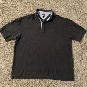 Vintage 90's Tommy Hilfiger Mens Size XXL Short Sleeve Polo Gray Shirt